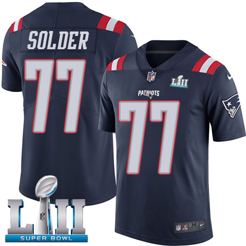 Nike Patriots #77 Nate Solder Navy Blue Super Bowl LII Men's Stitched NFL Limited Rush Jersey